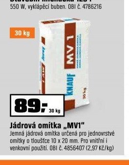 Jádrová omítka „MV1“