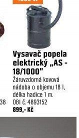 Vysavač popela elektrický „AS - 18/1000“