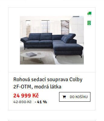 Rohová sedací souprava Colby 2F-OTM, modrá látka