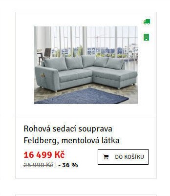 Rohová sedací souprava Feldberg, mentolová látka