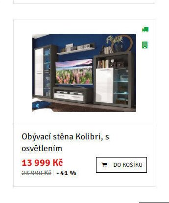 Obývací stěna Kolibri, s osvětlením