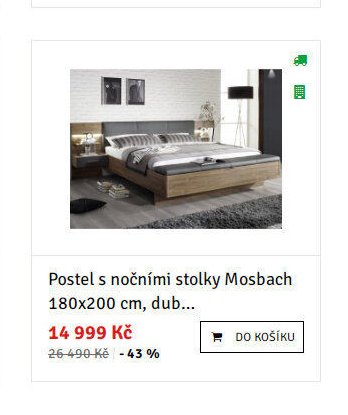 Postel s nočními stolky Mosbach 180x200 cm, dub...