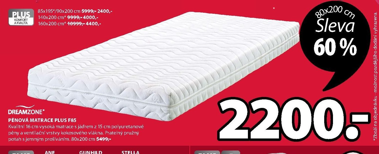 PĚNOVÁ MATRACE PLUS F85