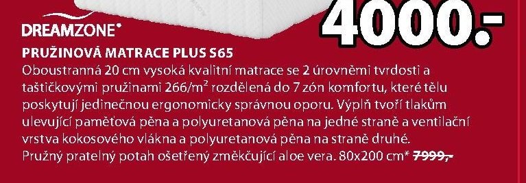 DREAMZONE Pružinová matrace PLUS S65