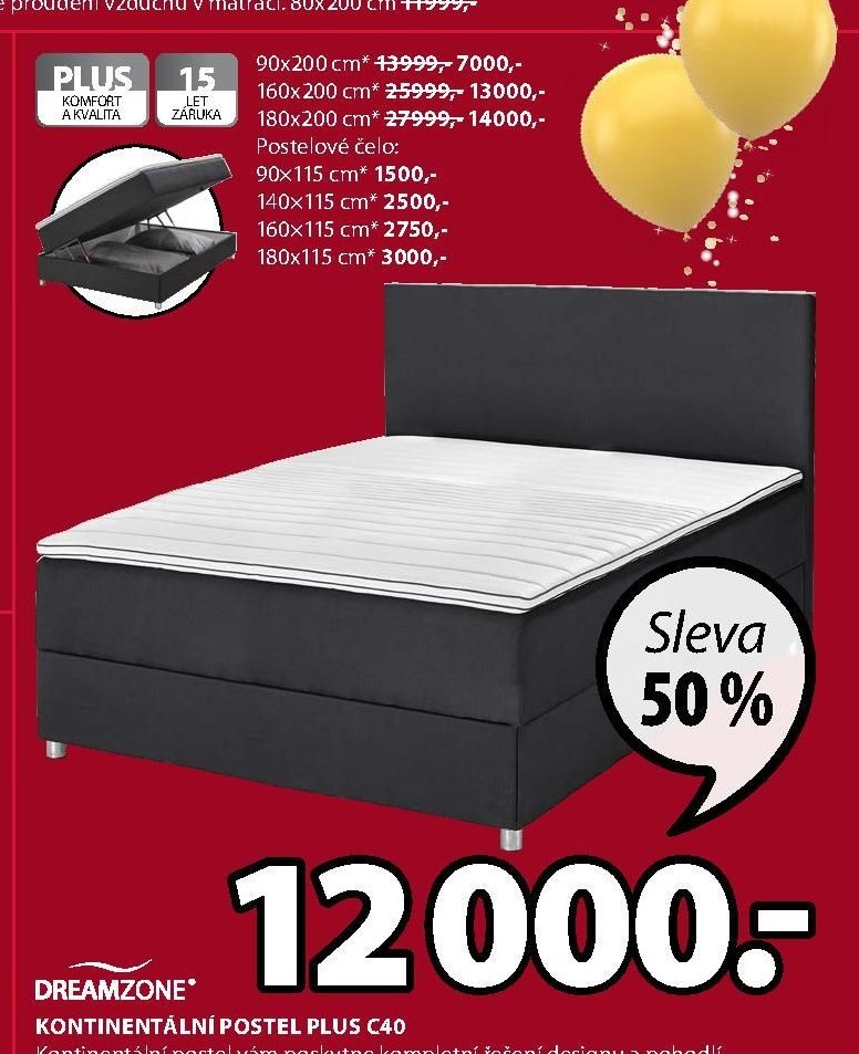 DREAMZONE Kontinentální postel PLUS C40