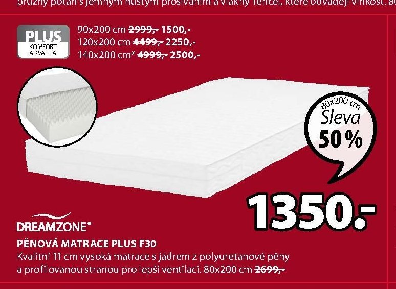 Pěnová matrace PLUS F30