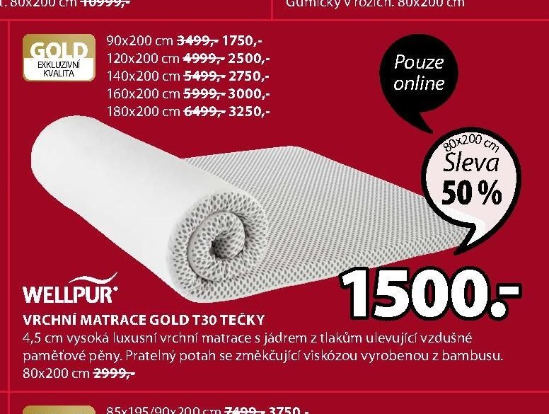 Vrchní matrace GOLD T30 TEČKY