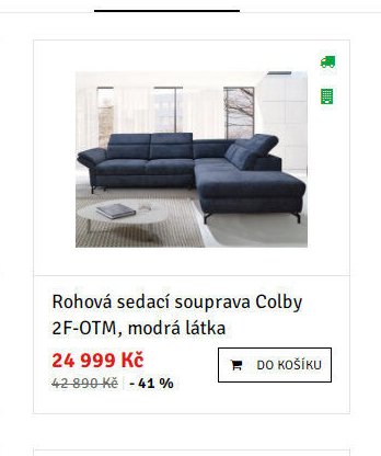 Rohová sedací souprava Colby 2F-OTM, modrá látka