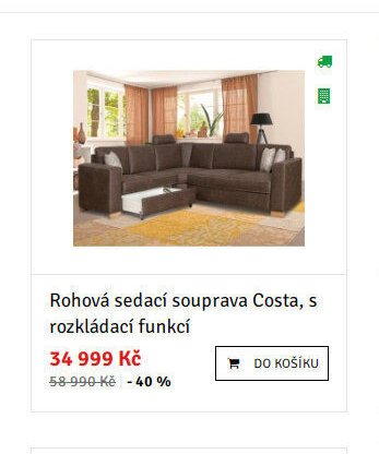 Rohová sedací souprava Costa, s rozkládací funkcí