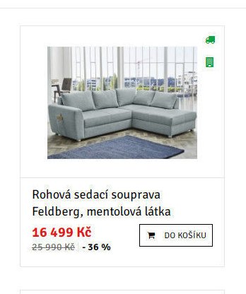 Rohová sedací souprava Feldberg, mentolová látka