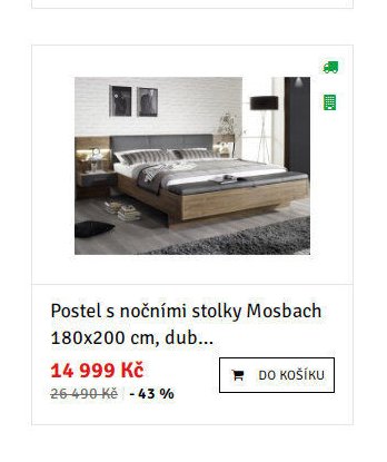 Postel s nočními stolky Mosbach 180x200 cm, dub