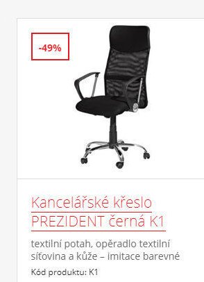 Kancelářské křeslo PREZIDENT černá K1