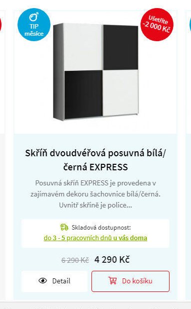Skříň dvoudveřová posuvná bílá/černá EXPRESS