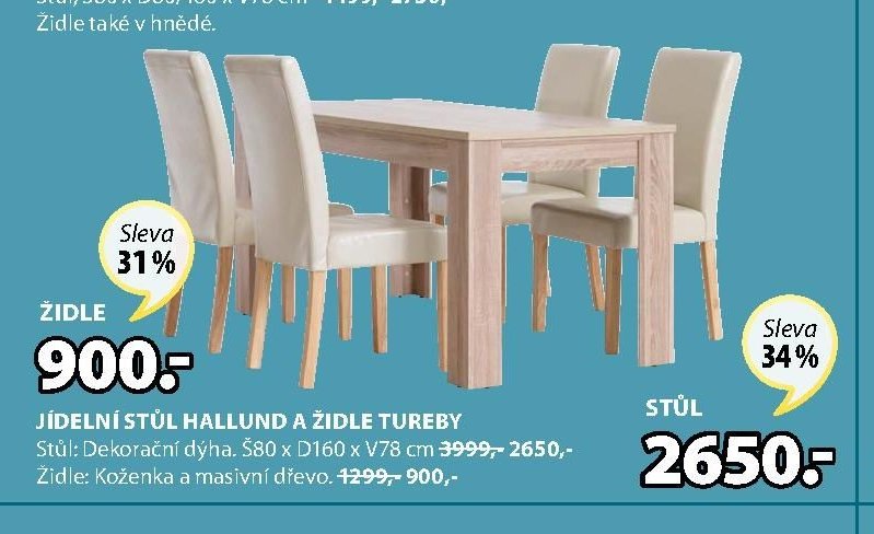 JÍDELNÍ STŮL HALLUND A ŽIDLE TUREBY