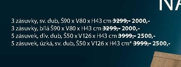 Komoda VEDDE (3 zásuvky, sv. dub)