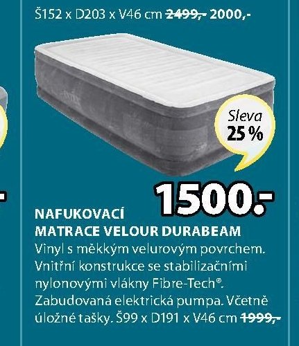 NAFUKOVACÍ MATRACE VELOUR DURABEAM