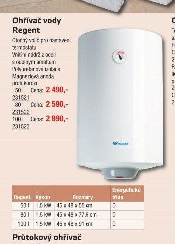 Ohřívač vody Regent