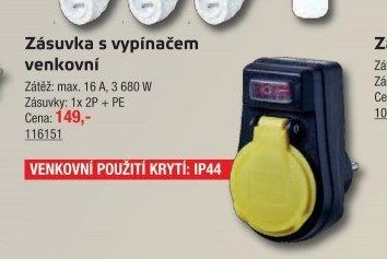 Zásuvka s vypínačem venkovní