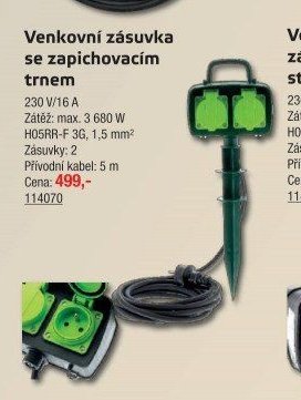 Venkovní zásuvka se zapichovacím trnem