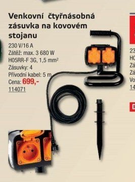 Venkovní čtyřnásobná zásuvka na kovovém stojanu