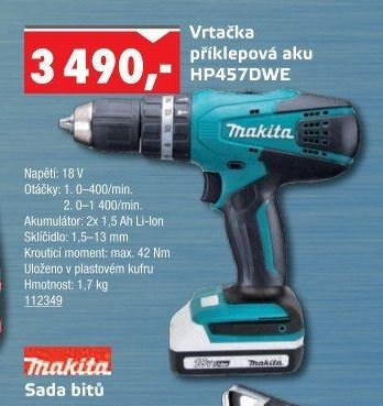 Vrtačka příklepová aku HP457DWE