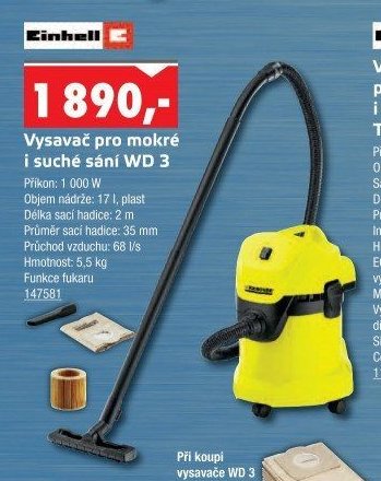 Vysavač pro mokré i suché sání WD 3