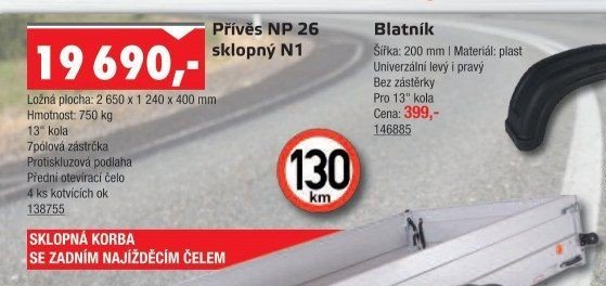 Přívěs NP 26 sklopný N1