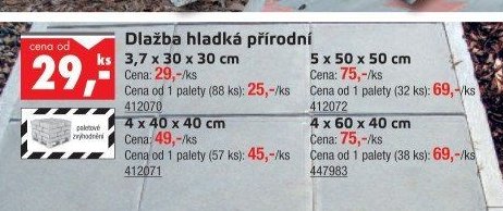 Dlažba hladká přírodní