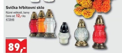 Svíčka hřbitovní sklo