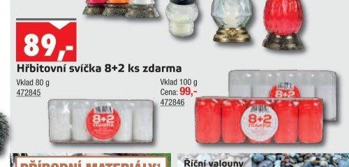 Hřbitovní svíčka 8+2 ks zdarma