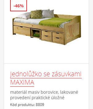 Jednolůžko se zásuvkami MAXIMA