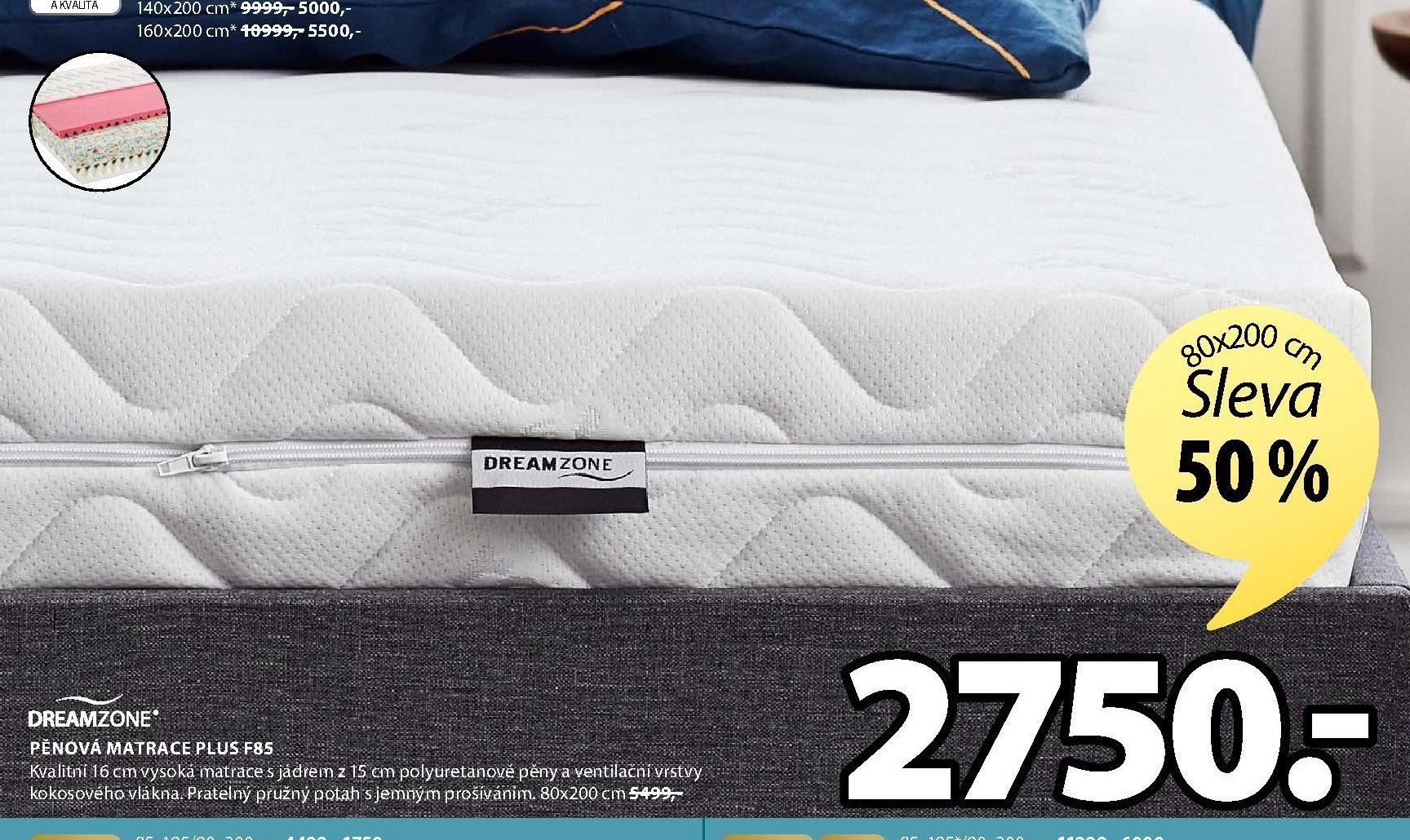 DREAMZONE PĚNOVÁ MATRACE PLUS F85