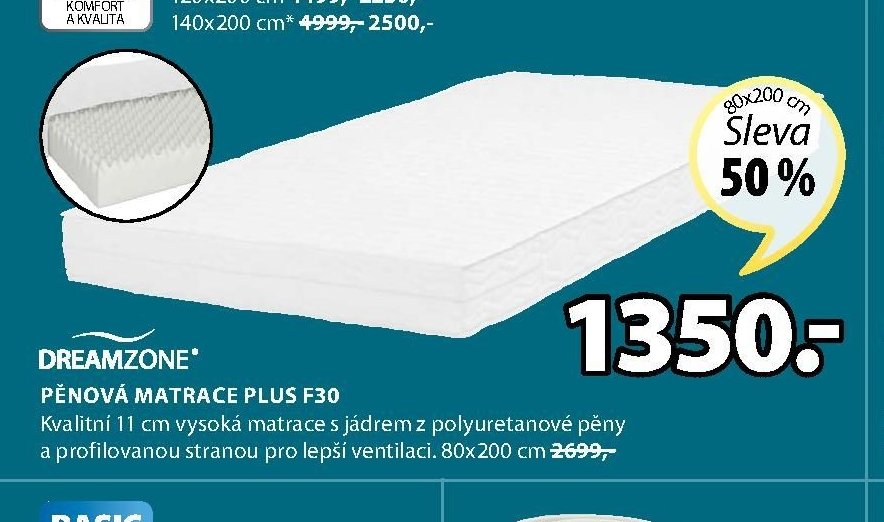 DREAMZONE PĚNOVÁ MATRACE PLUS F30