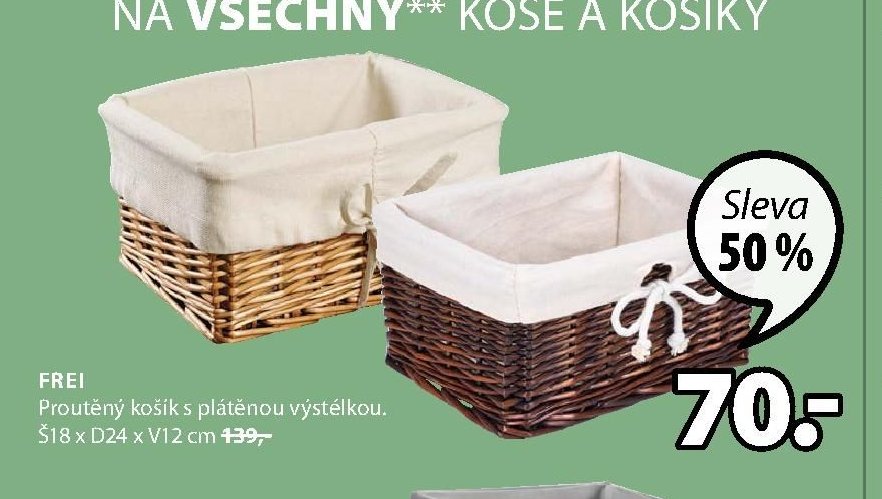FREI Proutěný košík s plátěnou výstélkou