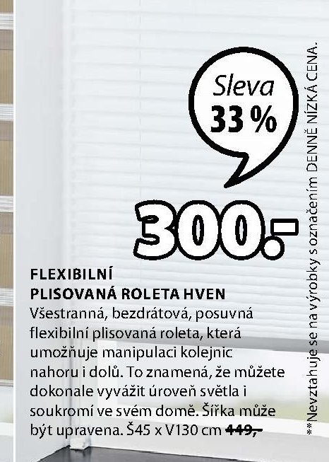 FLEXIBILNÍ PLISOVANÁ ROLETA HVEN