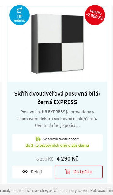 Skříň dvoudvéřová posuvná bílá/černá EXPRESS