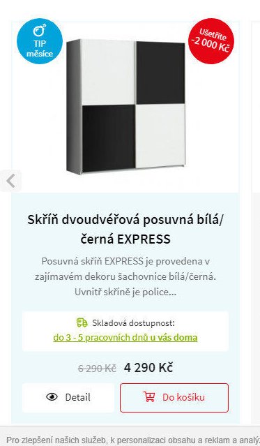 Skříň dvoudveřová posuvná bílá/černá EXPRESS