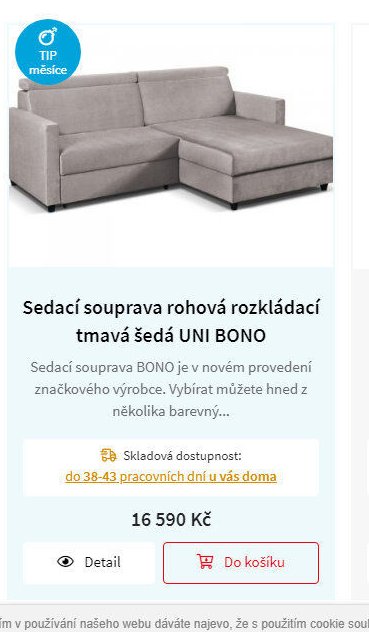 Sedací souprava rohová rozkládací tmavá šedá UNI BONO