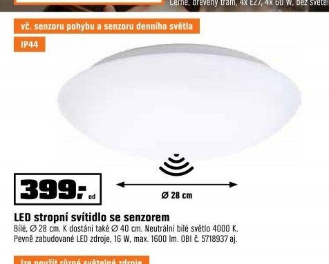 LED stropní svítidlo se senzorem