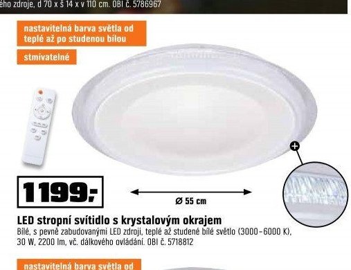LED stropní svítidlo s krystalovým okrajem