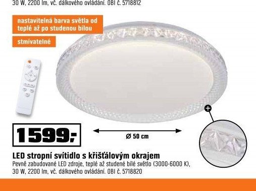 LED stropní svítidlo s křišťálovým okrajem