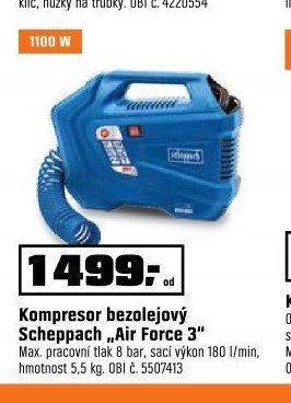 Kompresor bezolejový Scheppach Air Force 3