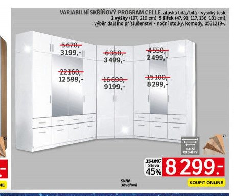 Variabilní skříňový program Celle, alpská bílá/bílá - vysoký lesk