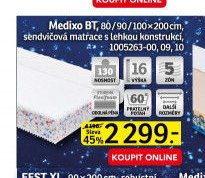 Medixo BT, 80/90/100x200 cm, sendvičová matrace s lehkou konstrukcí