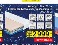 Ametyst, 90x200 cm, kvalitní sendvičová oboustranná matrace