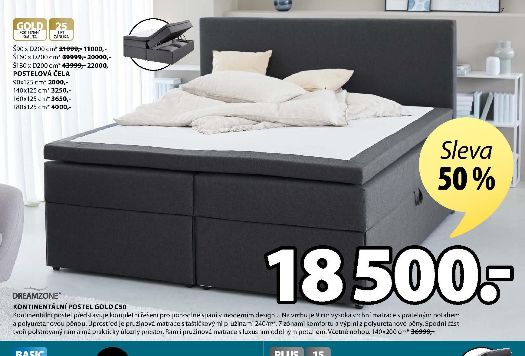 Kontinentální postel GOLD C50