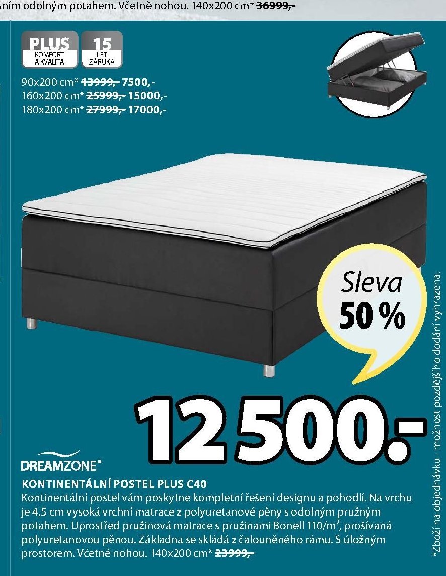 Kontinentální postel PLUS C40