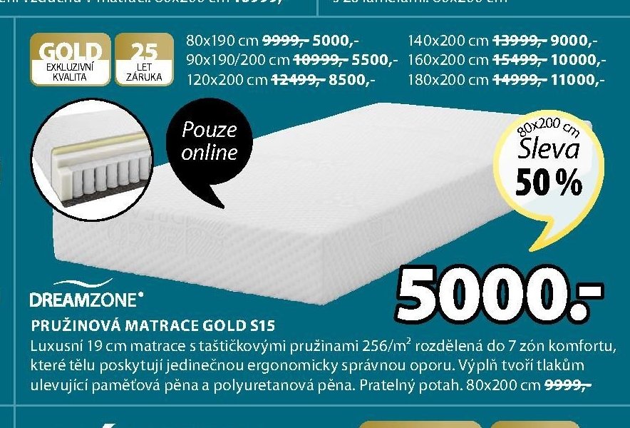Pružinová matrace GOLD S15