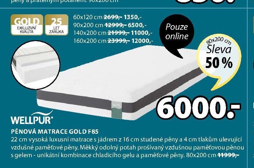 Pěnová matrace GOLD F85