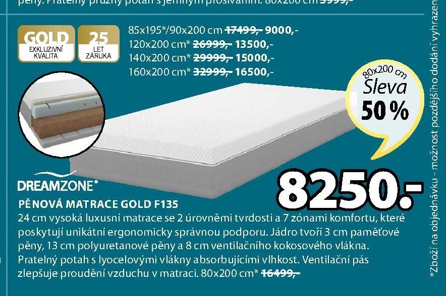 Pěnová matrace GOLD F135